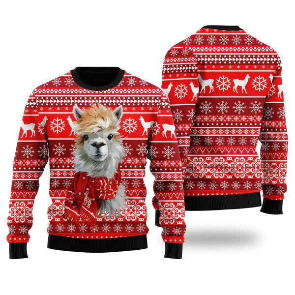 Festive Llama Xmas Ugly Christmas Sweater For Men & Women Christmas Gift Sweater US1994 - WeCustomit