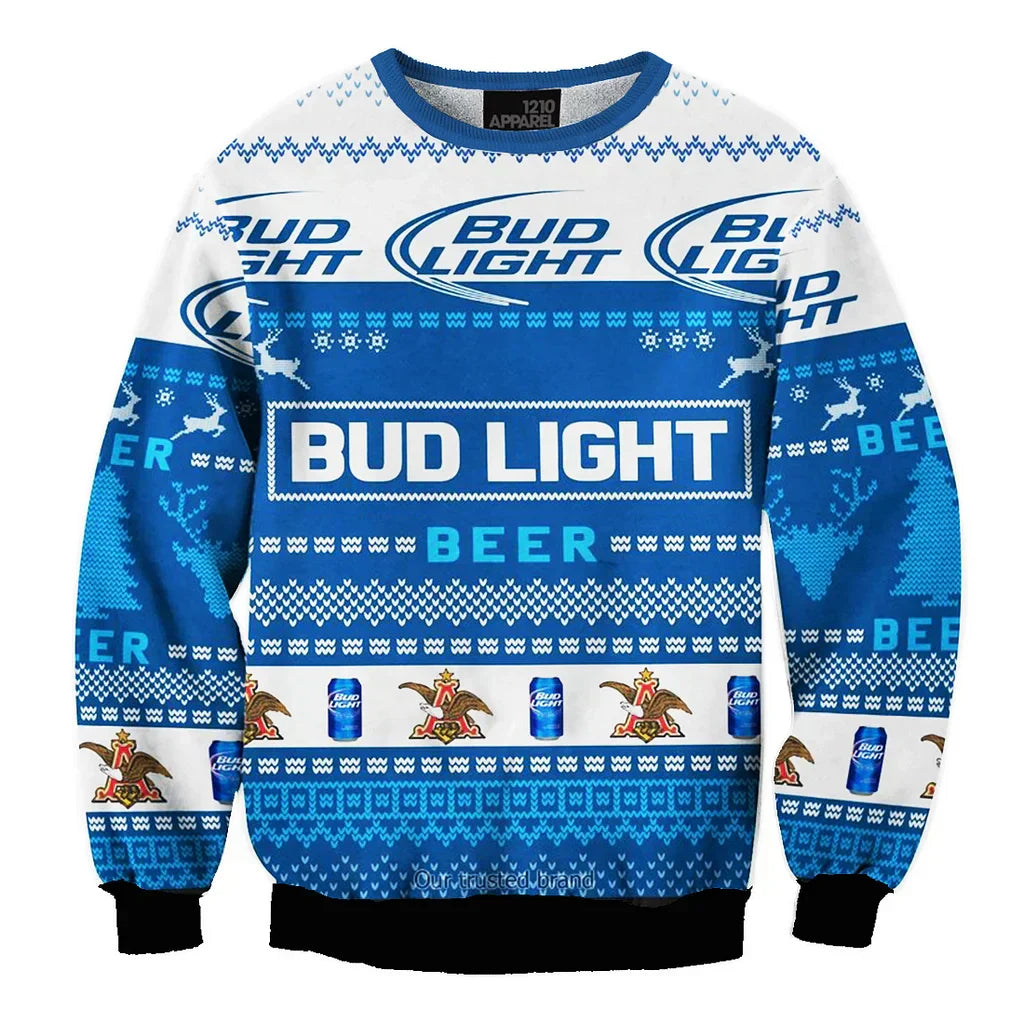Unisex Bud Light 3D Ugly Christmas Sweater For Men & Women Christmas Gift Sweater BH1233 - WeCustomit