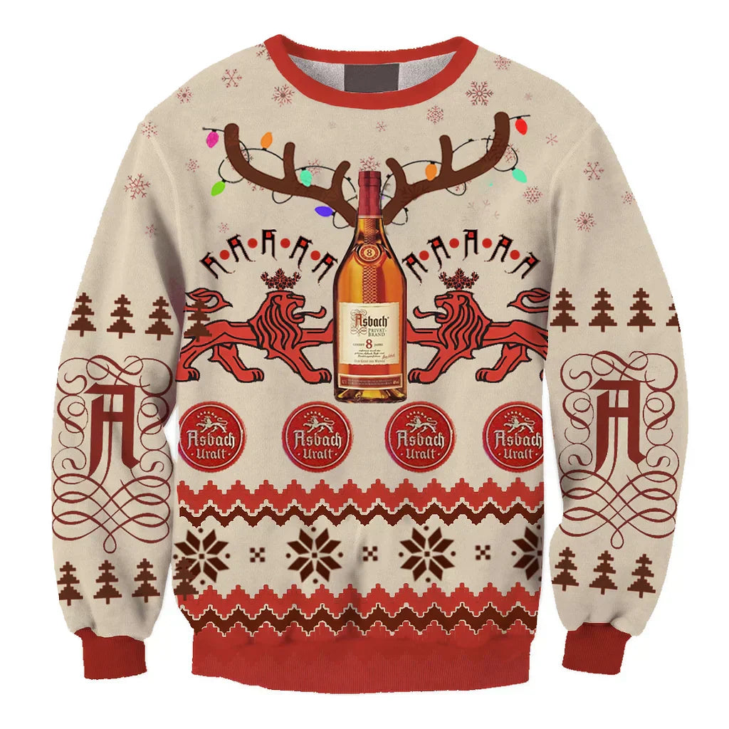 Unisex Asbach Urbrand Elk Antler 3D Ugly Christmas Sweater For Men & Women Christmas Gift Sweater BH1372 - WeCustomit