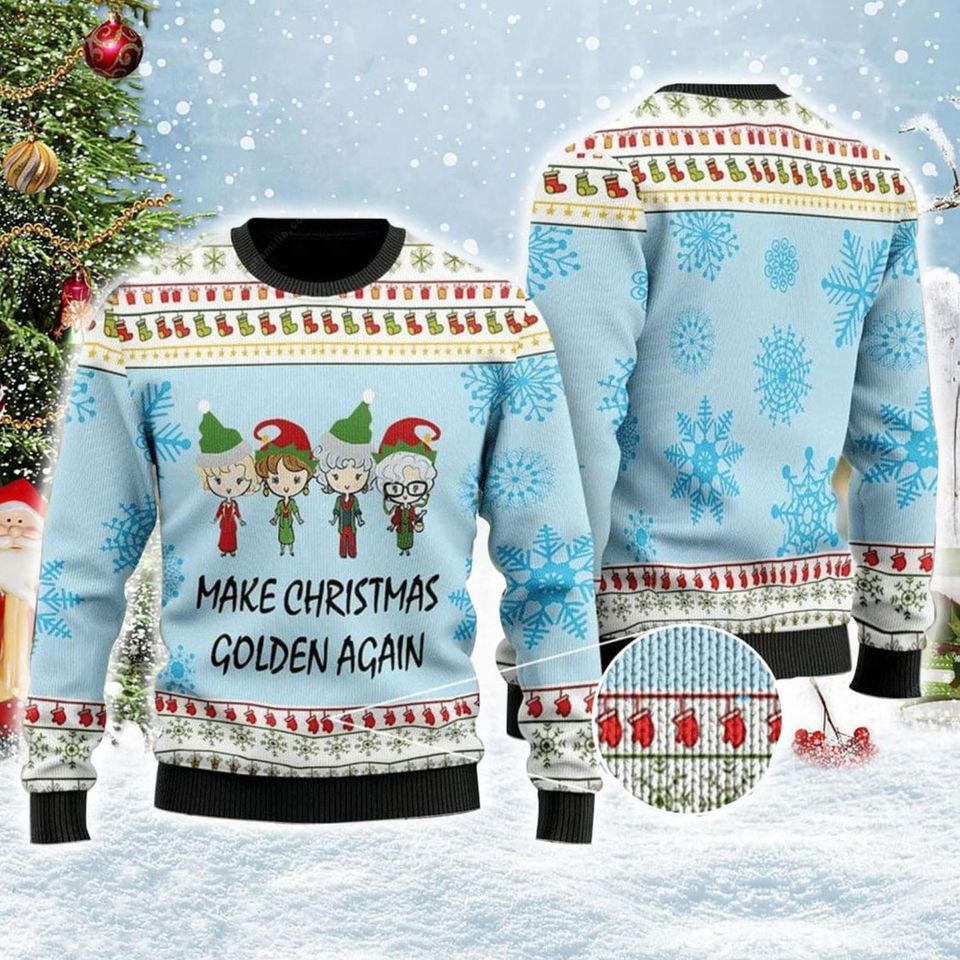 Make Christmas Golden Again Ugly Christmas Sweater For Men & Women Christmas Gift Sweater PT1011 - WeCustomit