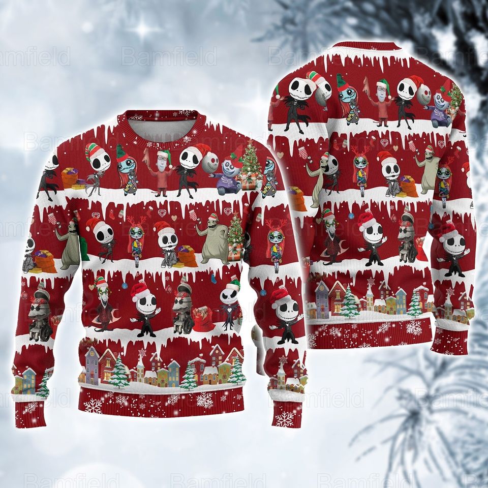 Nightmare Before Christmas Ugly Christmas Sweater For Men & Women Christmas Gift Sweater PT1056 - WeCustomit