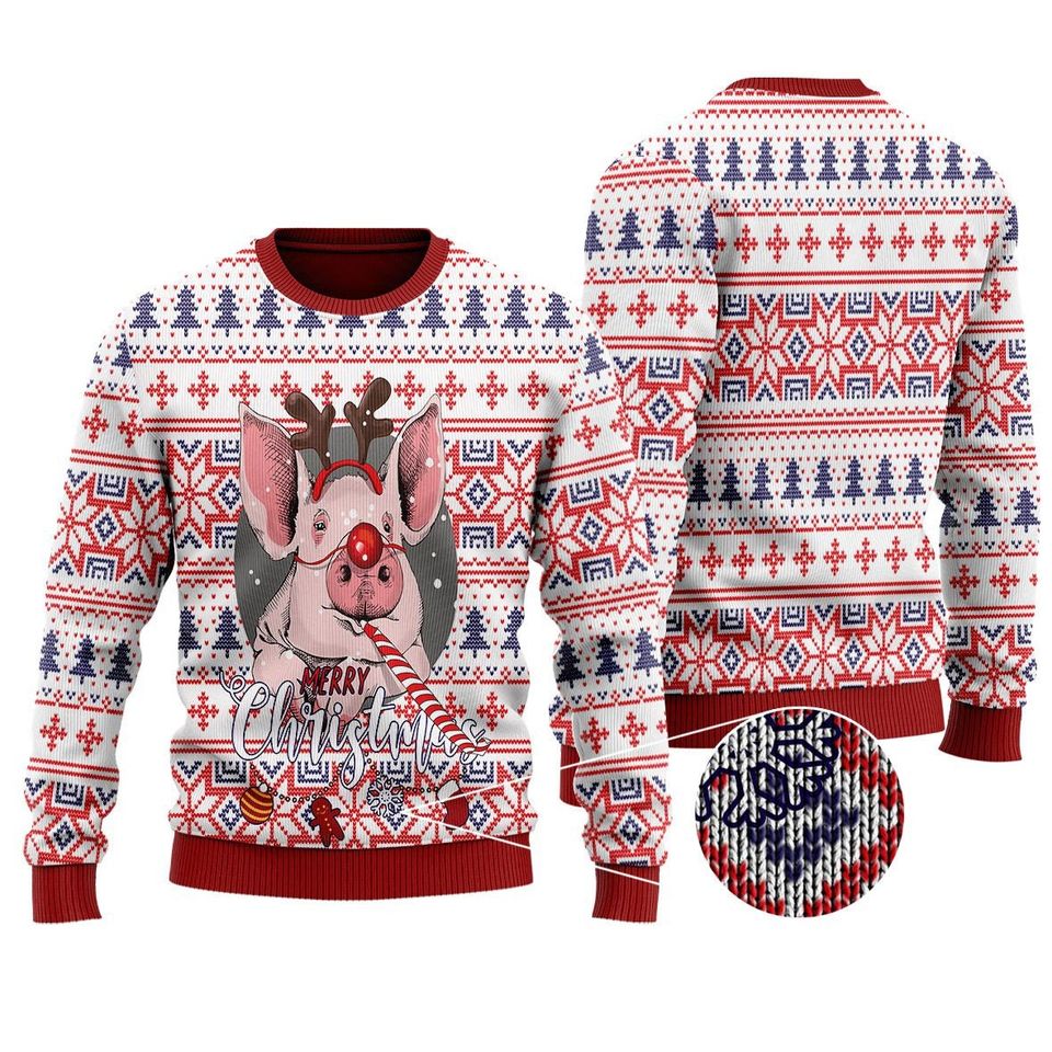 Pig Merry Chistmas Ugly Christmas Sweater For Men & Women Christmas Gift Sweater BH683 - WeCustomit