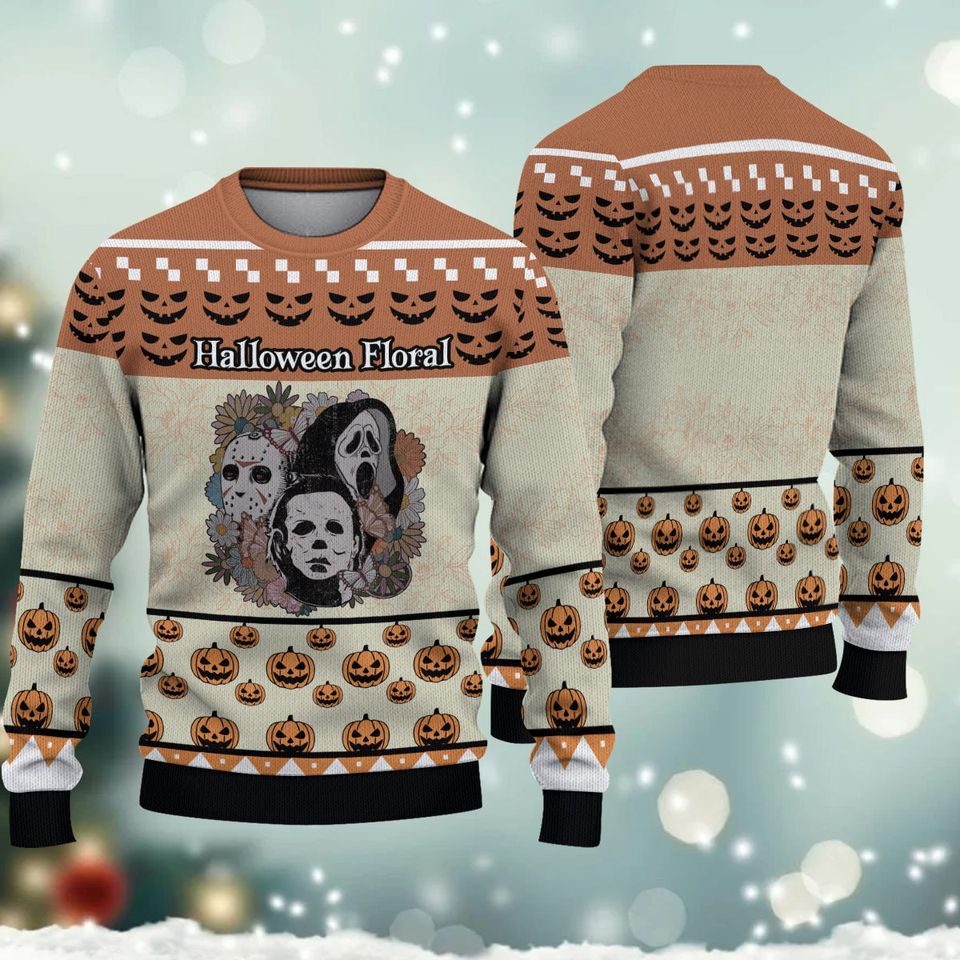 Floral Characters Ugly Christmas Sweater For Men & Women Christmas Gift Sweater BH688 - WeCustomit
