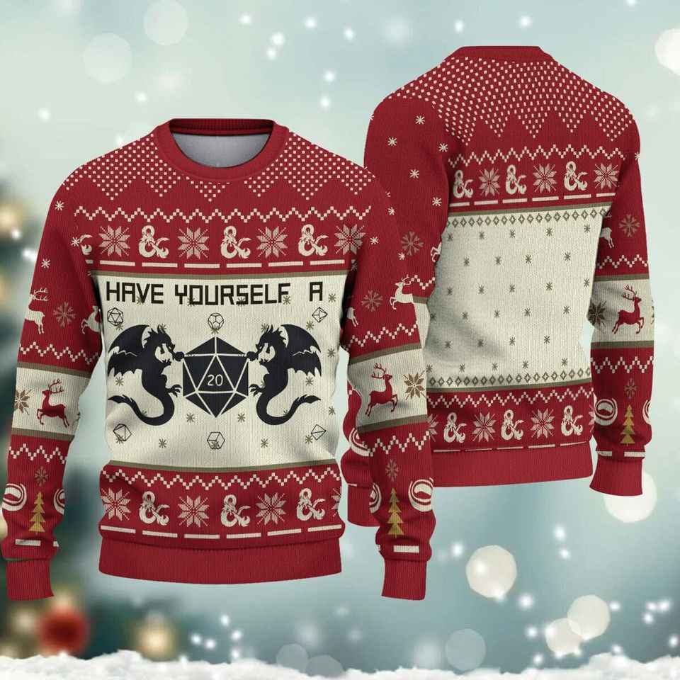 Dungeons & Dragons Ugly Christmas Sweater For Men & Women Christmas Gift Sweater BH697 - WeCustomit