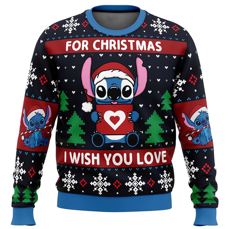 Christmas Love Alien Blue Dog Ugly Christmas Sweater For Men & Women Christmas Gift Sweater BH706 - WeCustomit