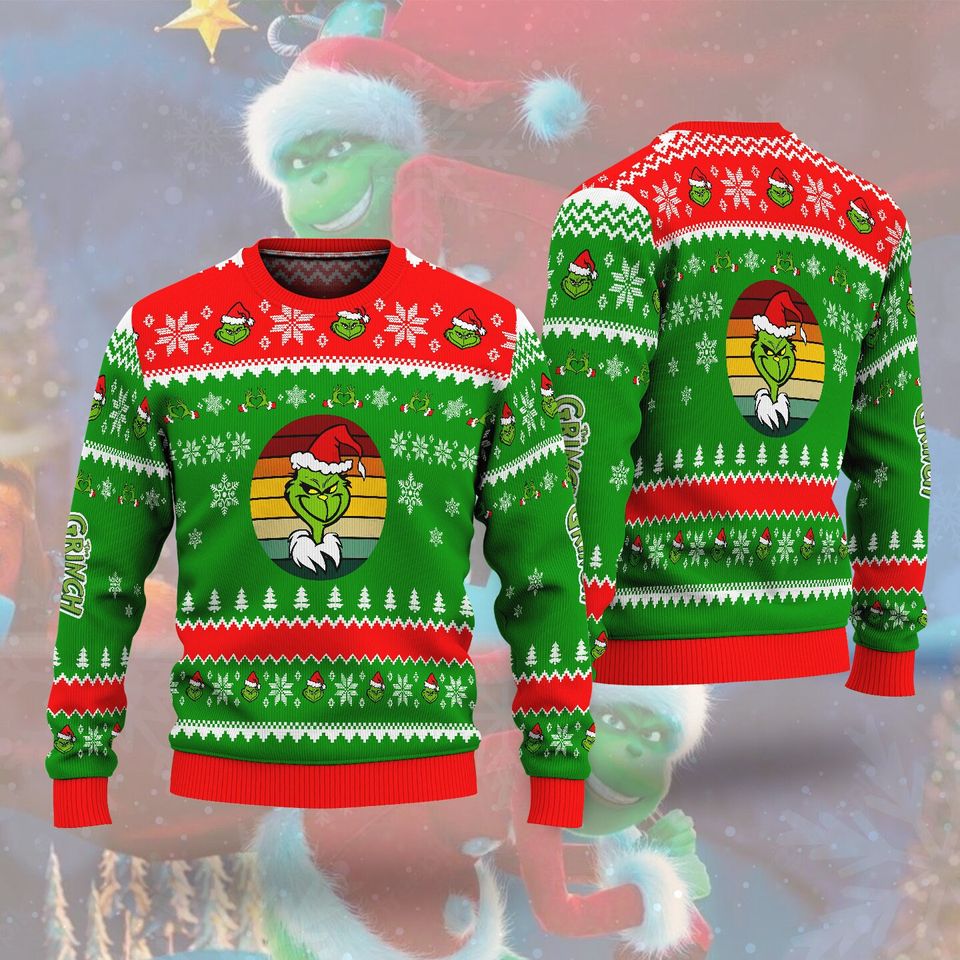 Retro Grin Ugly Christmas Sweater For Men & Women Christmas Gift Sweater PT1087 - WeCustomit