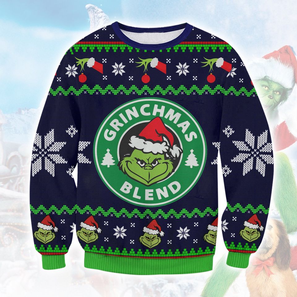 Grin Blend Ugly Christmas Sweater For Men & Women Christmas Gift Sweater PT1091 - WeCustomit
