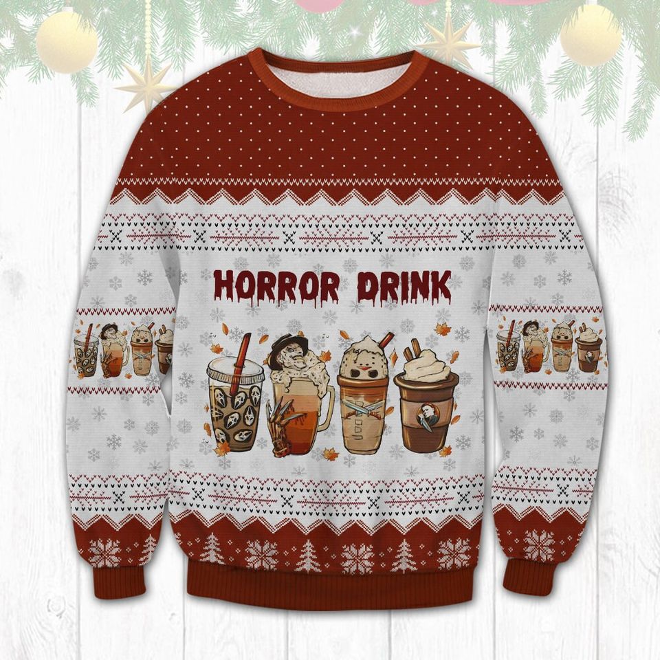 Horror Drink Ugly Christmas Sweater For Men & Women Christmas Gift Sweater PT1101 - WeCustomit