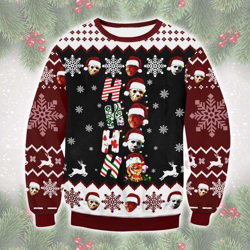 Ho Ho Horror Ugly Christmas Sweater For Men & Women Christmas Gift Sweater PT1104 - WeCustomit