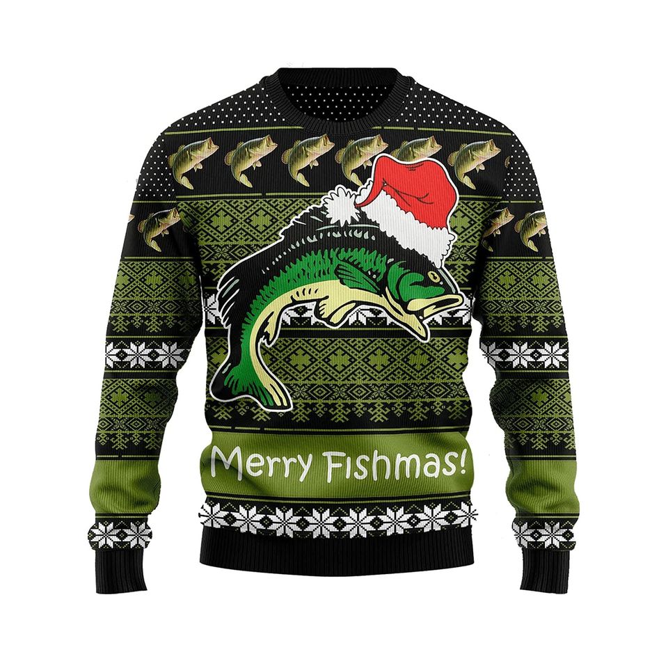Merry Fishmas Ugly Christmas Sweater For Men & Women Christmas Gift Sweater PT1111 - WeCustomit