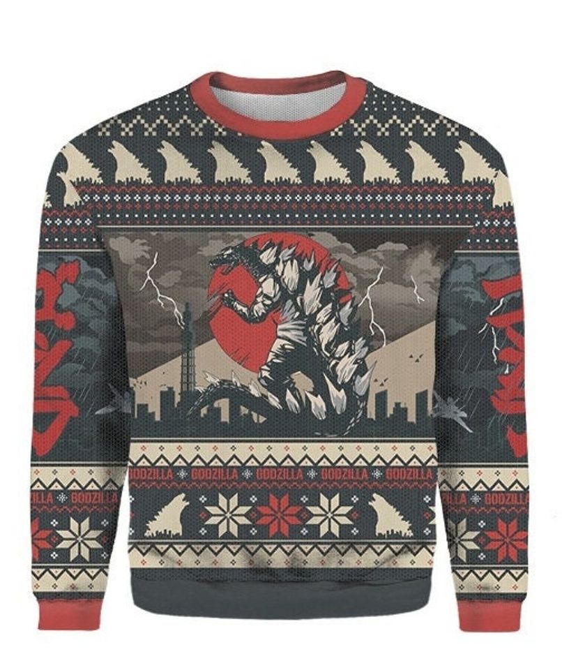 Godzilla Ugly Christmas Sweater For Men & Women Christmas Gift Sweater PT1130 - WeCustomit