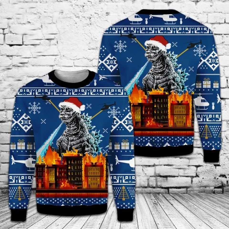 God zilla Skull Santa Clause Ugly Christmas Sweater For Men & Women Christmas Gift Sweater PT1168 - WeCustomit