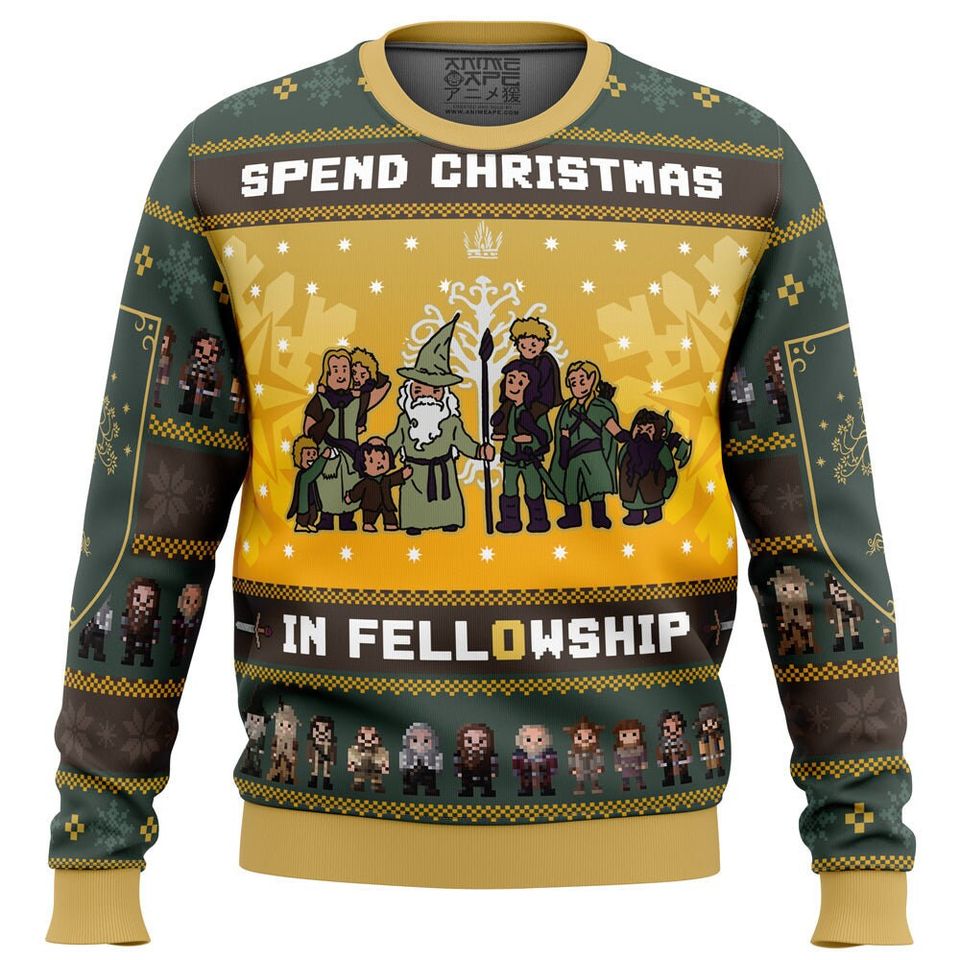 Spend Christmas in Fellowship The Lord of the Rings Ugly Christmas Sweater For Men & Women Christmas Gift Sweater BH739 - WeCustomit