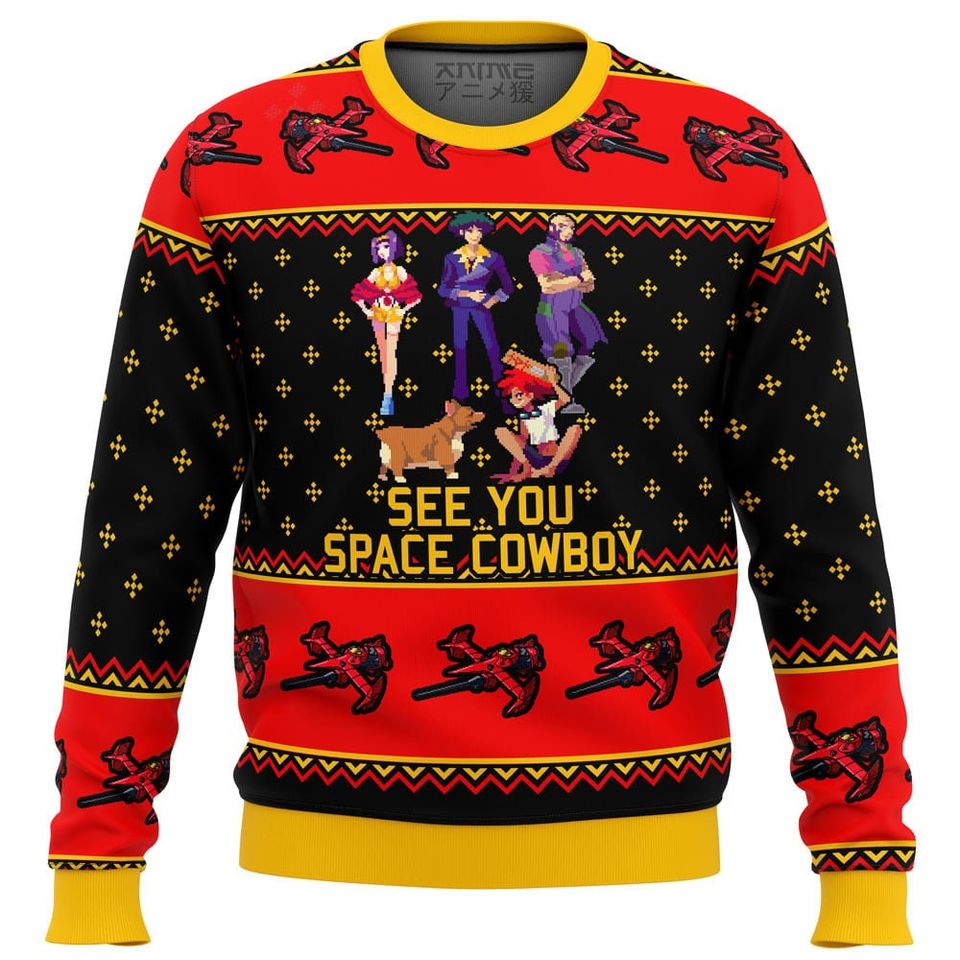 Cow Bebop See You Space Cowboy Ugly Christmas Sweater For Men & Women Christmas Gift Sweater BH774 - WeCustomit