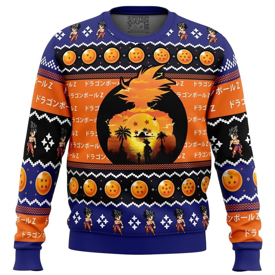 Beautiful Sunset Dragon Ball Z Ugly Christmas Sweater For Men & Women Christmas Gift Sweater BH779 - WeCustomit