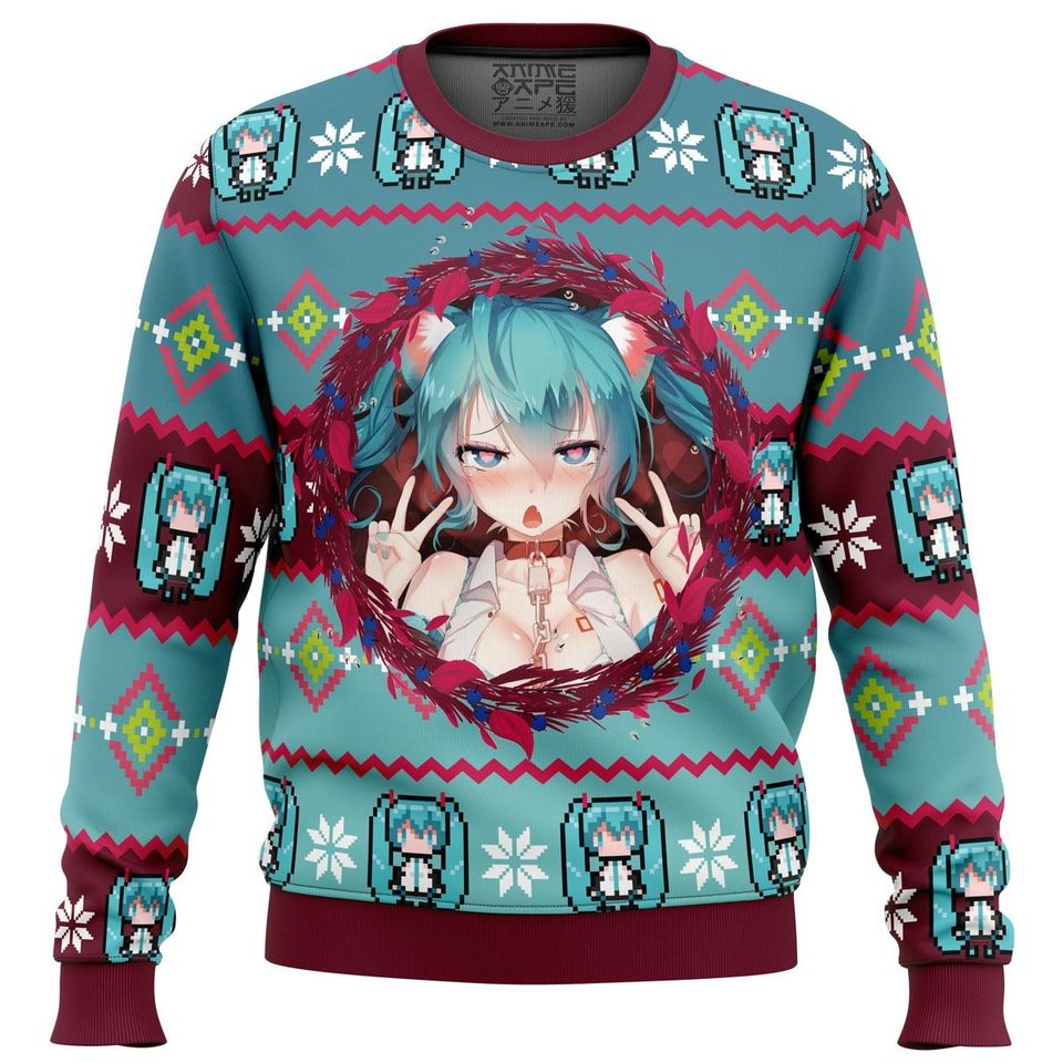 Cute Xmas AH Miku Ugly Christmas Sweater For Men & Women Christmas Gift Sweater BH821 - WeCustomit