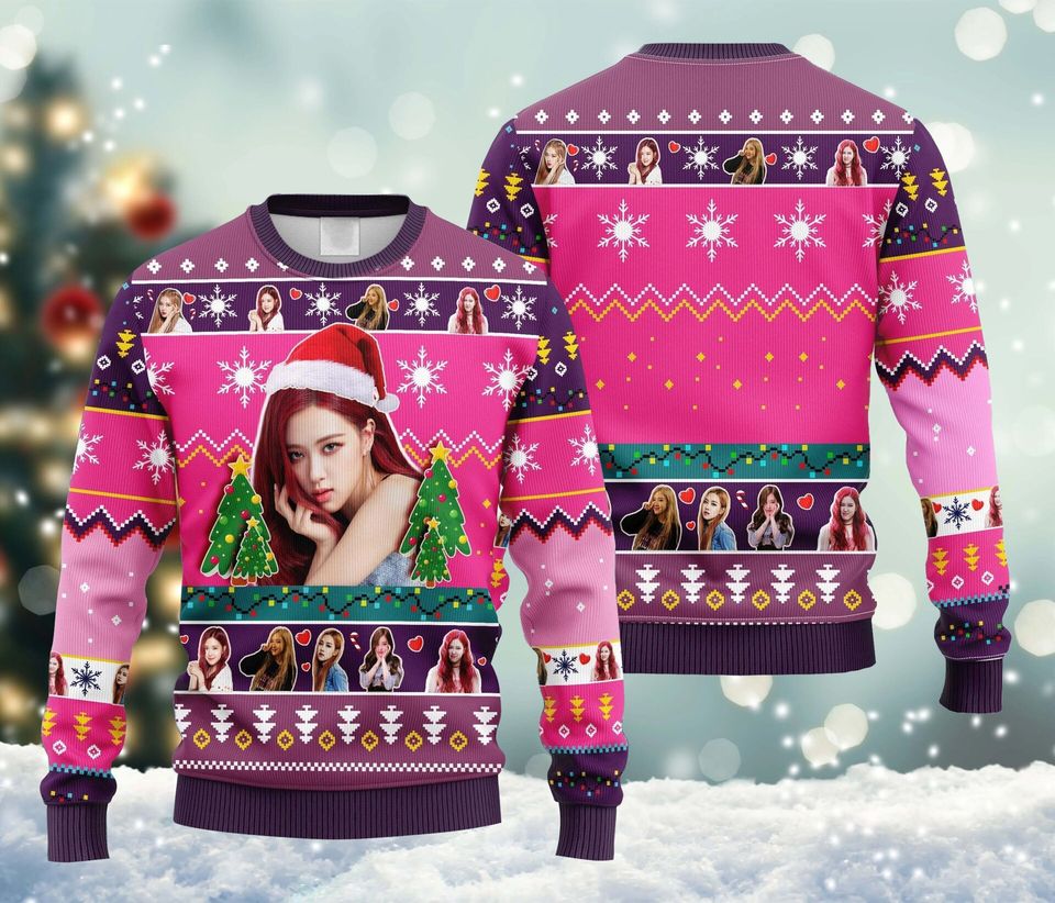Ro.se Bla.ck Pi.nk Ugly Christmas Sweater For Men & Women Christmas Gift Sweater BH829 - WeCustomit