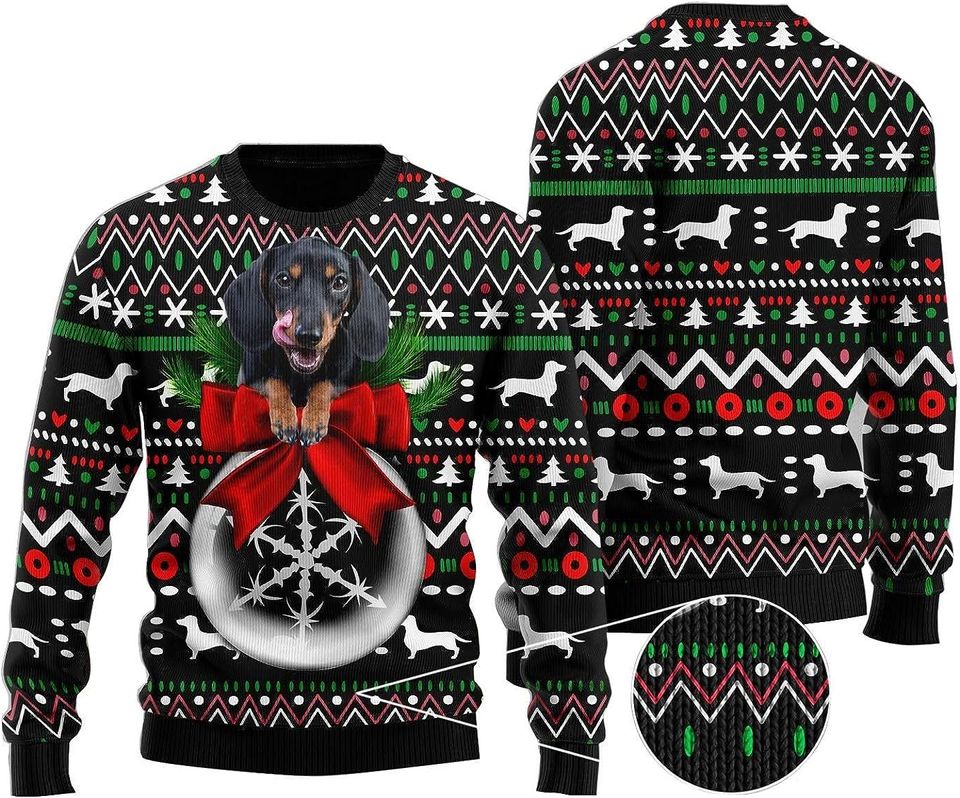 Dachshund Ugly Christmas Sweater For Men & Women Christmas Gift Sweater BH832 - WeCustomit