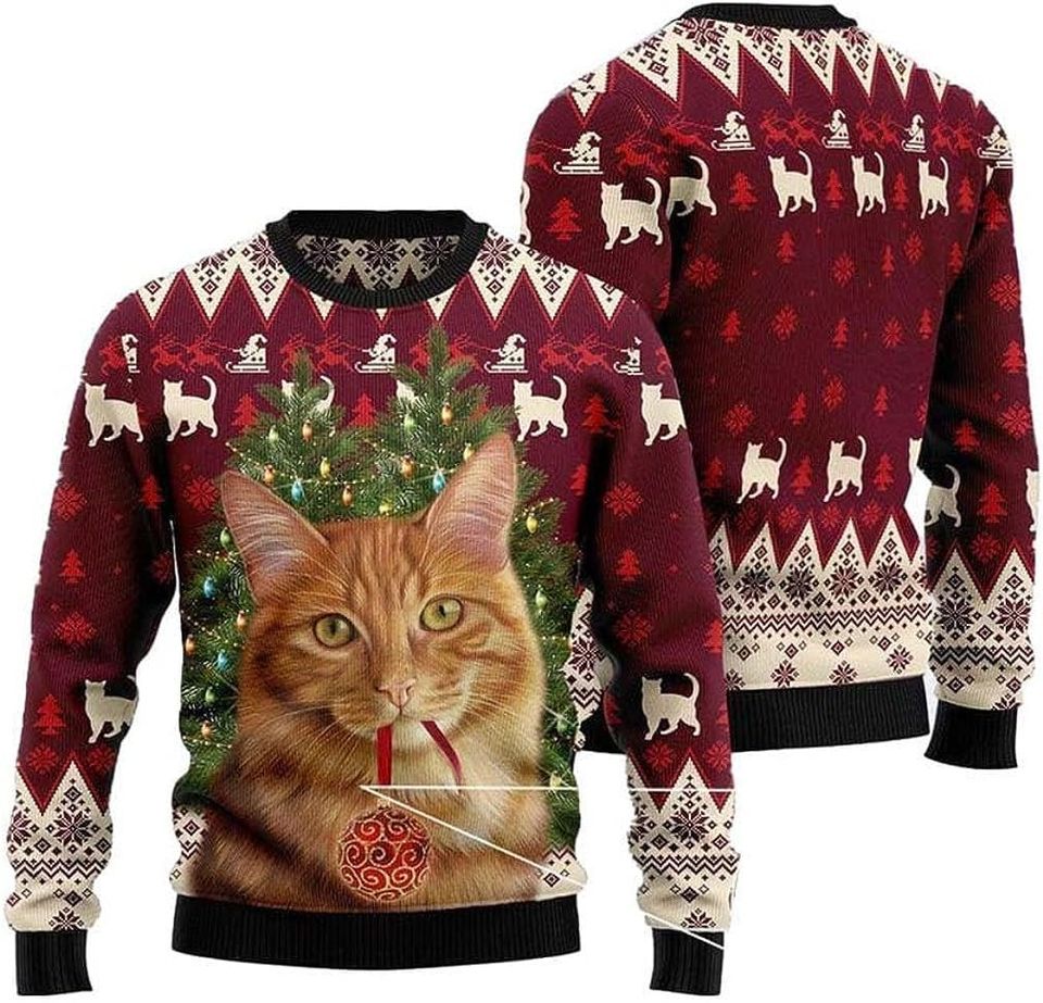 Cat Ugly Christmas Sweater For Men & Women Christmas Gift Sweater BH837 - WeCustomit
