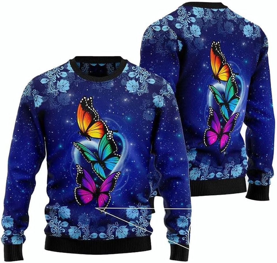 Butterfly Ugly Christmas Sweater For Men & Women Christmas Gift Sweater BH838 - WeCustomit
