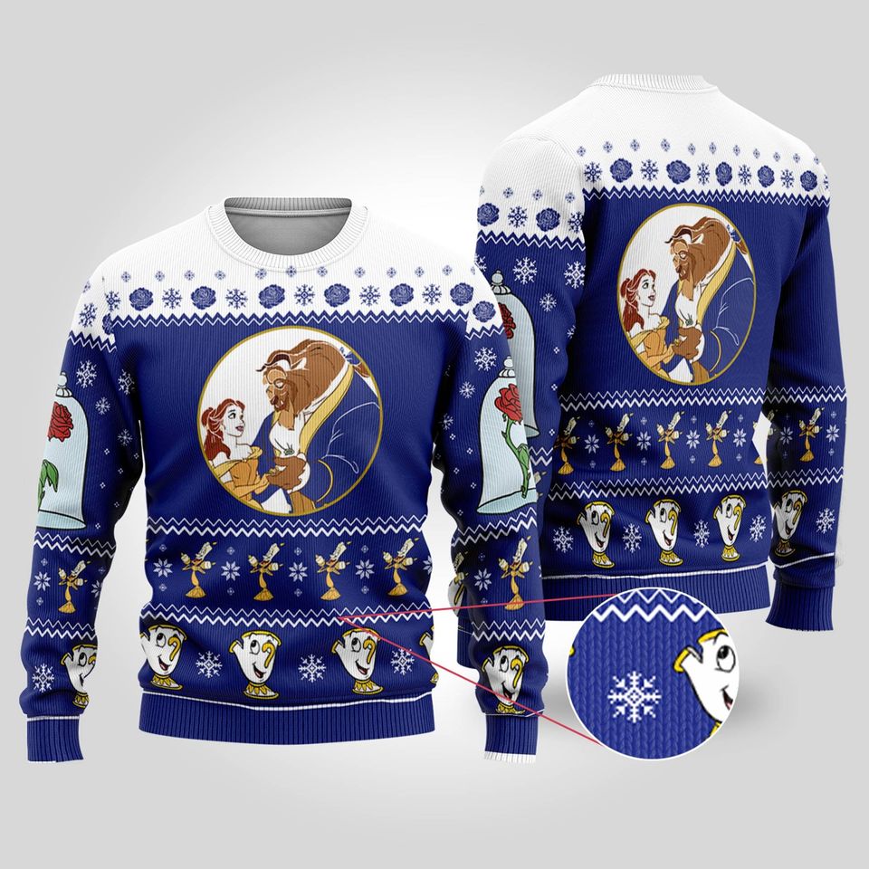 Beauty and the Beast Ugly Christmas Sweater For Men & Women Christmas Gift Sweater BH845 - WeCustomit