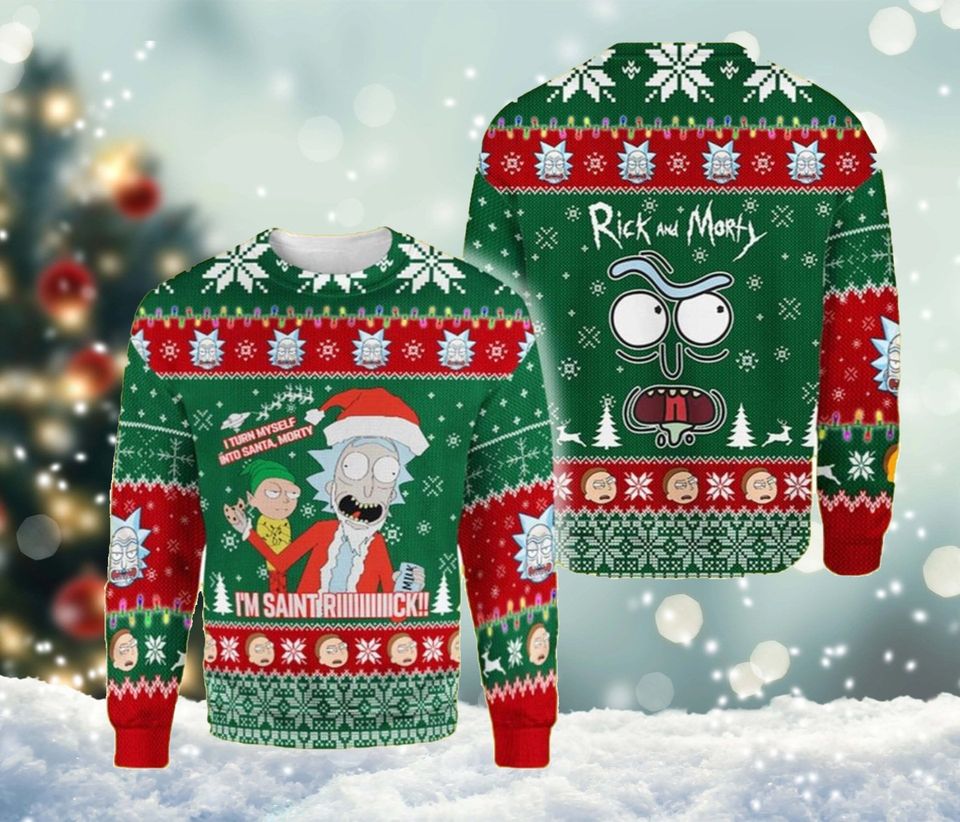 I Turned Myself Into Santa Ugly Christmas Sweater For Men & Women Christmas Gift Sweater BH868 - WeCustomit