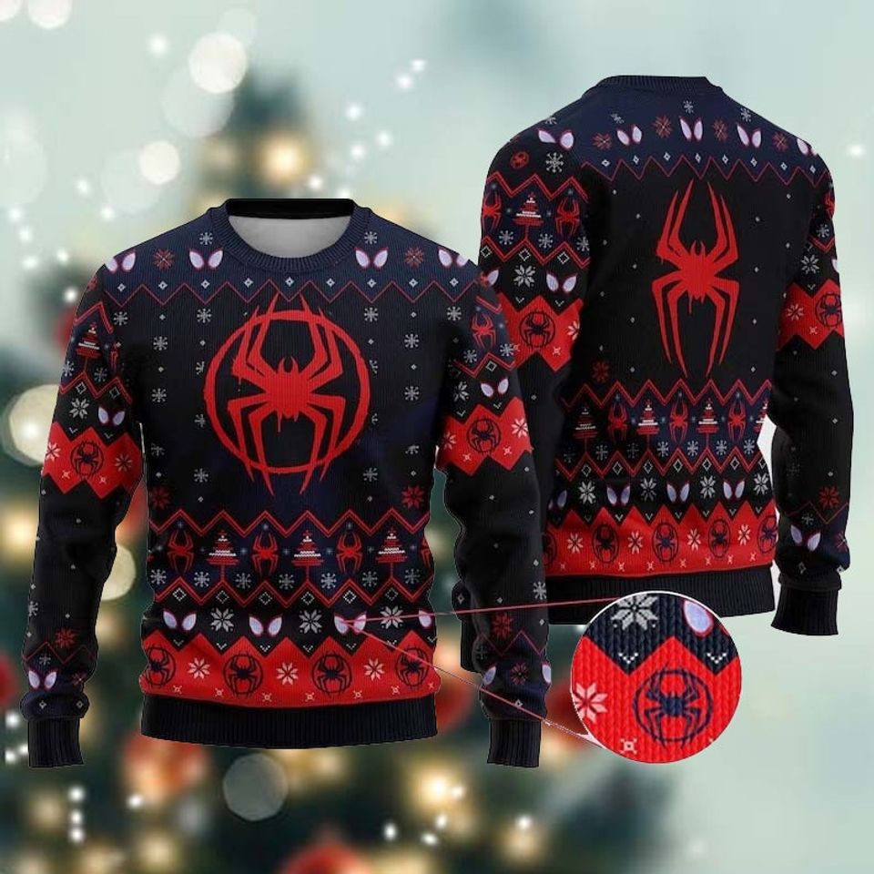 Spider Across Ugly Christmas Sweater For Men & Women Christmas Gift Sweater BH882 - WeCustomit