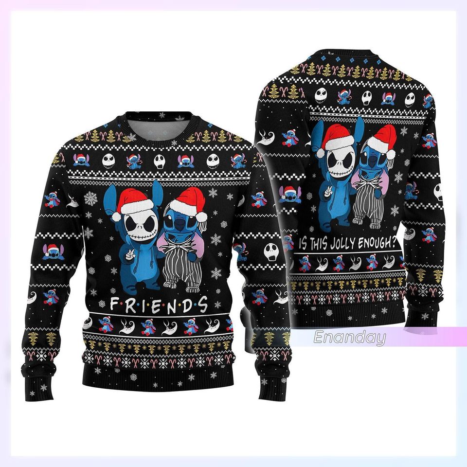 Stitch And Jack Skellington Ugly Christmas Sweater For Men & Women Christmas Gift Sweater BH883 - WeCustomit