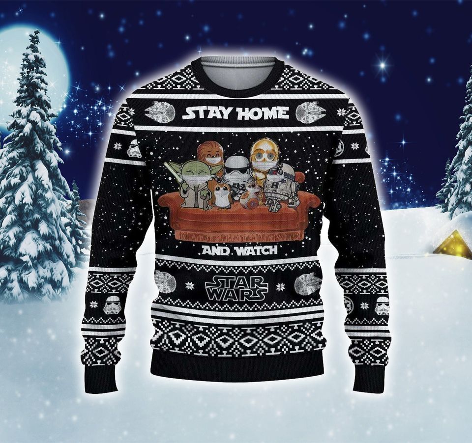 Stay Home And Watch Ugly Christmas Sweater For Men & Women Christmas Gift Sweater PT1194 - WeCustomit