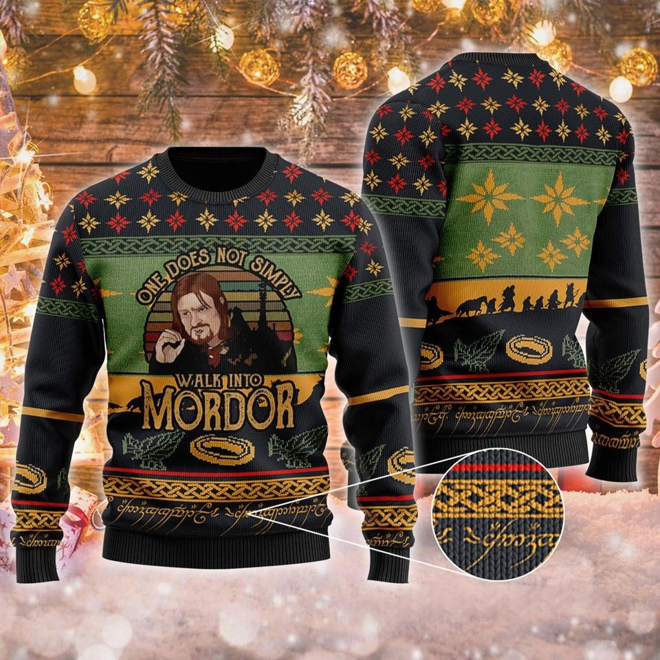 One Does Not Simply Walk Into Mordor Ugly Christmas Sweater For Men & Women Christmas Gift Sweater PT1227 - WeCustomit