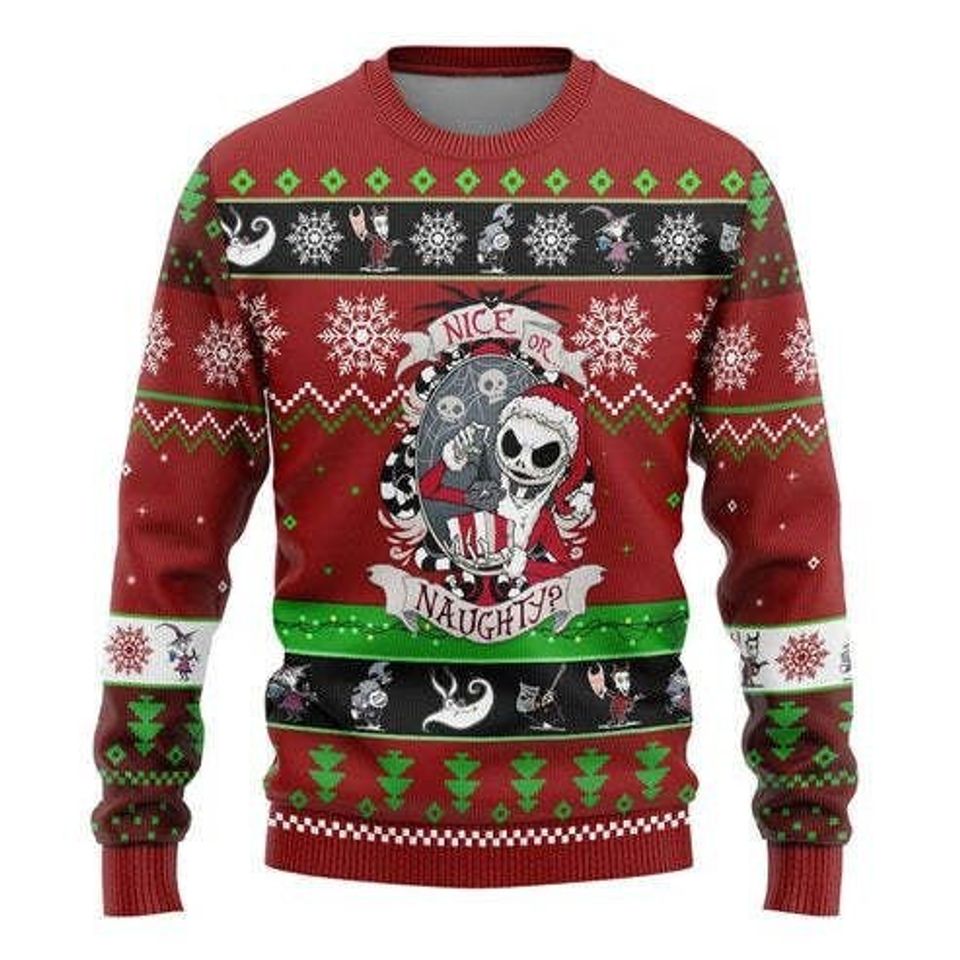 Nice Or Naughty Quotes Ugly Christmas Sweater For Men & Women Christmas Gift Sweater PT1233 - WeCustomit