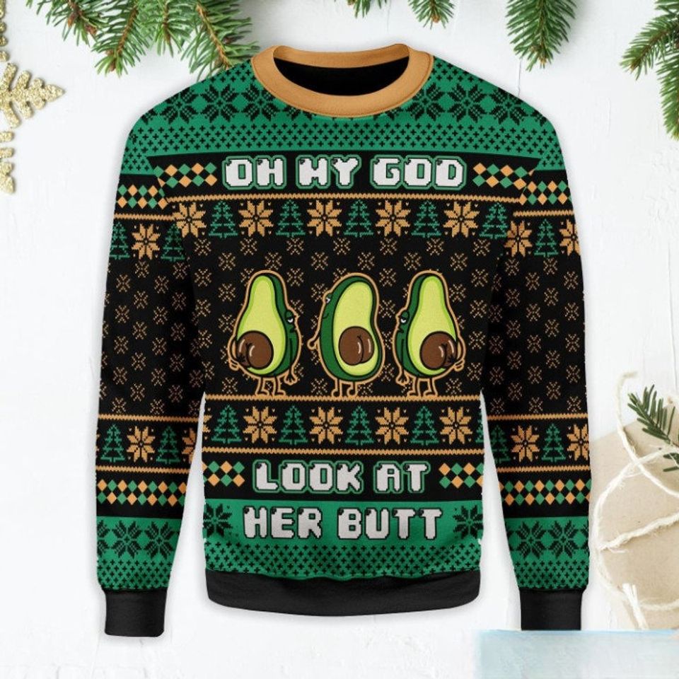 Oh My God Look At Her Butt Ugly Christmas Sweater For Men & Women Christmas Gift Sweater PT1242 - WeCustomit