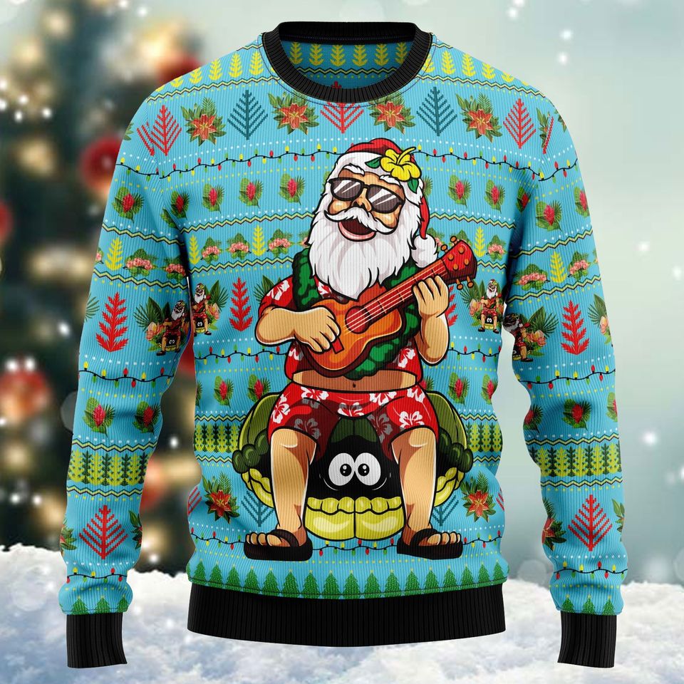 Hawaiian Santa Claus Ugly Christmas Sweater For Men & Women Christmas Gift Sweater PT1243 - WeCustomit