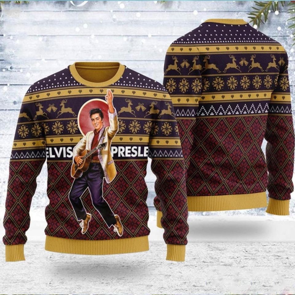 E.lvis Presley 3D Ugly Christmas Sweater For Men & Women Christmas Gift Sweater PT1250 - WeCustomit