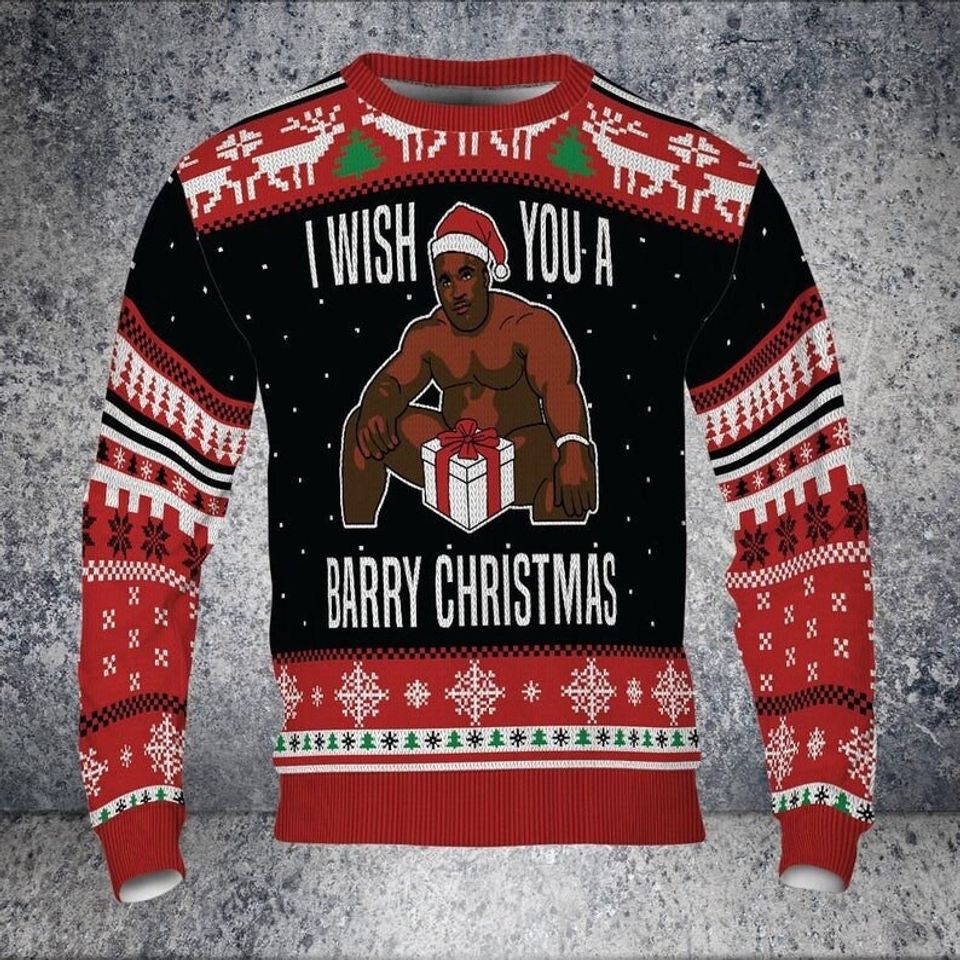 I Wish You A Barry Christmas Big Black Package For You Ugly Christmas Sweater For Men & Women Christmas Gift Sweater PT1278 - WeCustomit
