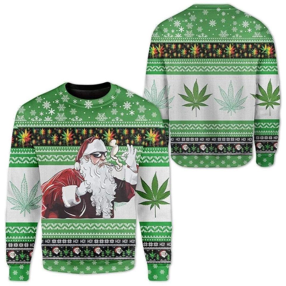 Santa Smoking Weed Ugly Christmas Sweater For Men & Women Christmas Gift Sweater PT1292 - WeCustomit