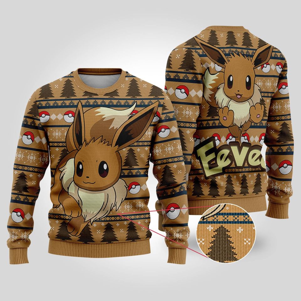 PKM Eevee Anime Cute Ugly Christmas Sweater For Men & Women Christmas Gift Sweater PT1320 - WeCustomit