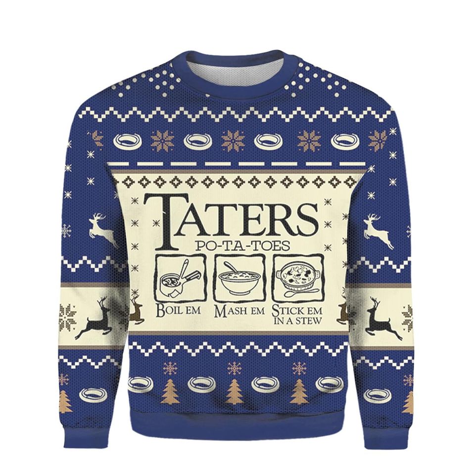 LOTR Taters Potatoes Blue Ugly Christmas Sweater For Men & Women Christmas Gift Sweater BH892 - WeCustomit