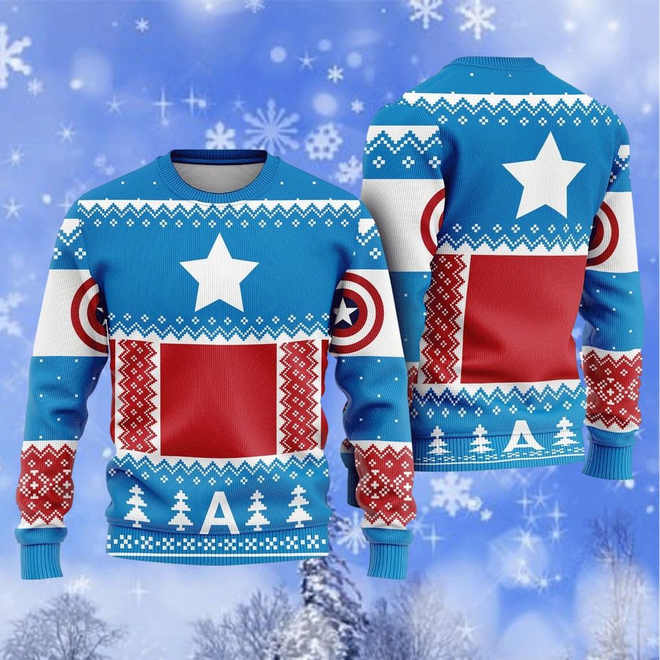 Captain America Ugly Christmas Sweater For Men & Women Christmas Gift Sweater BH903 - WeCustomit