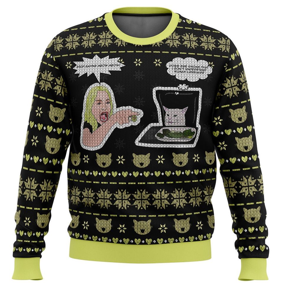 Woman Yelling At Cat Meme Ugly Christmas Sweater For Men & Women Christmas Gift Sweater BH915 - WeCustomit