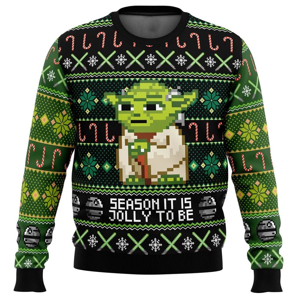 Season It Is Jolly To Be Yoda Ugly Christmas Sweater For Men & Women Christmas Gift Sweater BH922 - WeCustomit