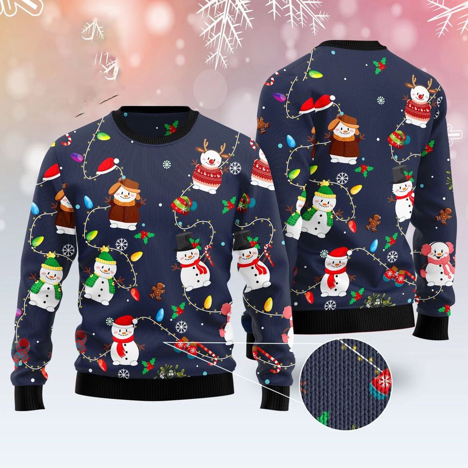 Snowman Light Ugly Christmas Sweater For Men & Women Christmas Gift Sweater BH956 - WeCustomit