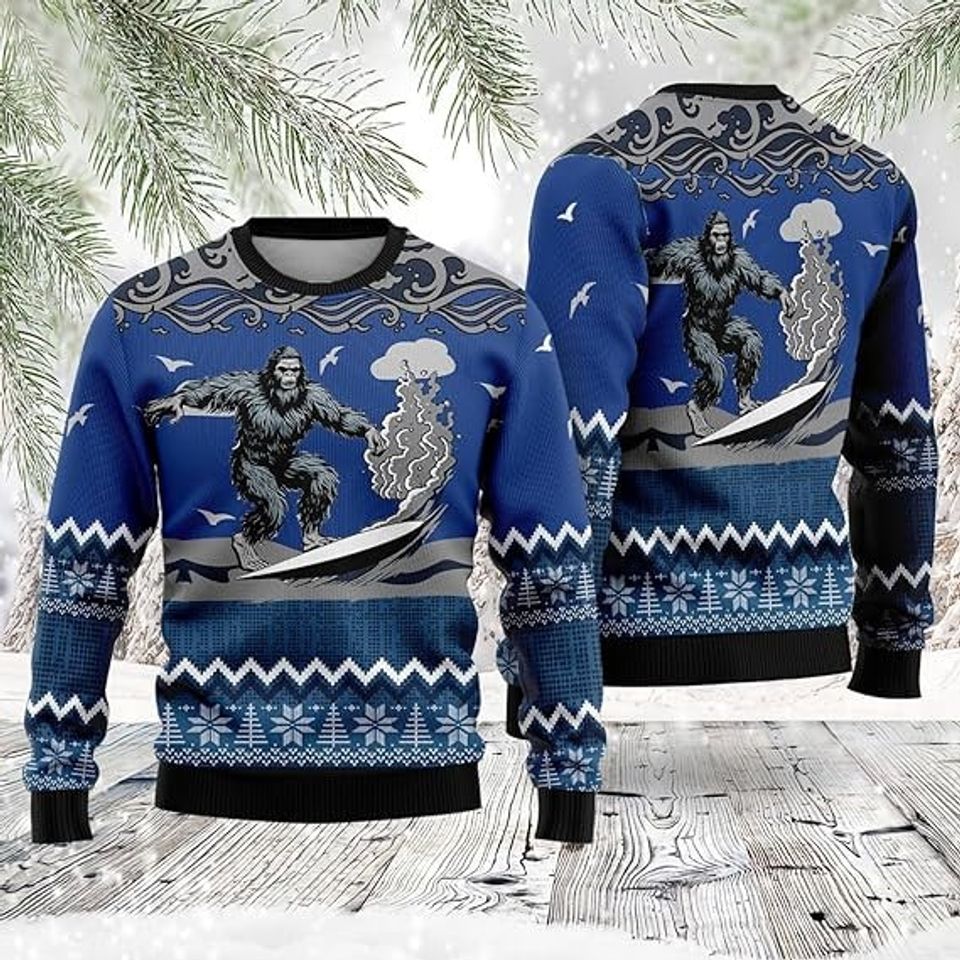 Bigfoot Sasquatch Ugly Christmas Sweater For Men & Women Christmas Gift Sweater BH975 - WeCustomit