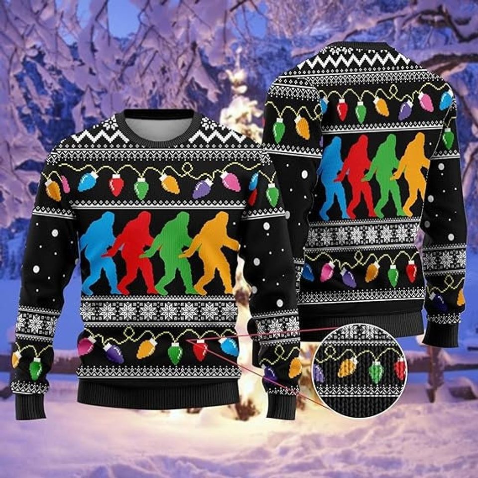 BigFoot Light Ugly Christmas Sweater For Men & Women Christmas Gift Sweater BH976 - WeCustomit