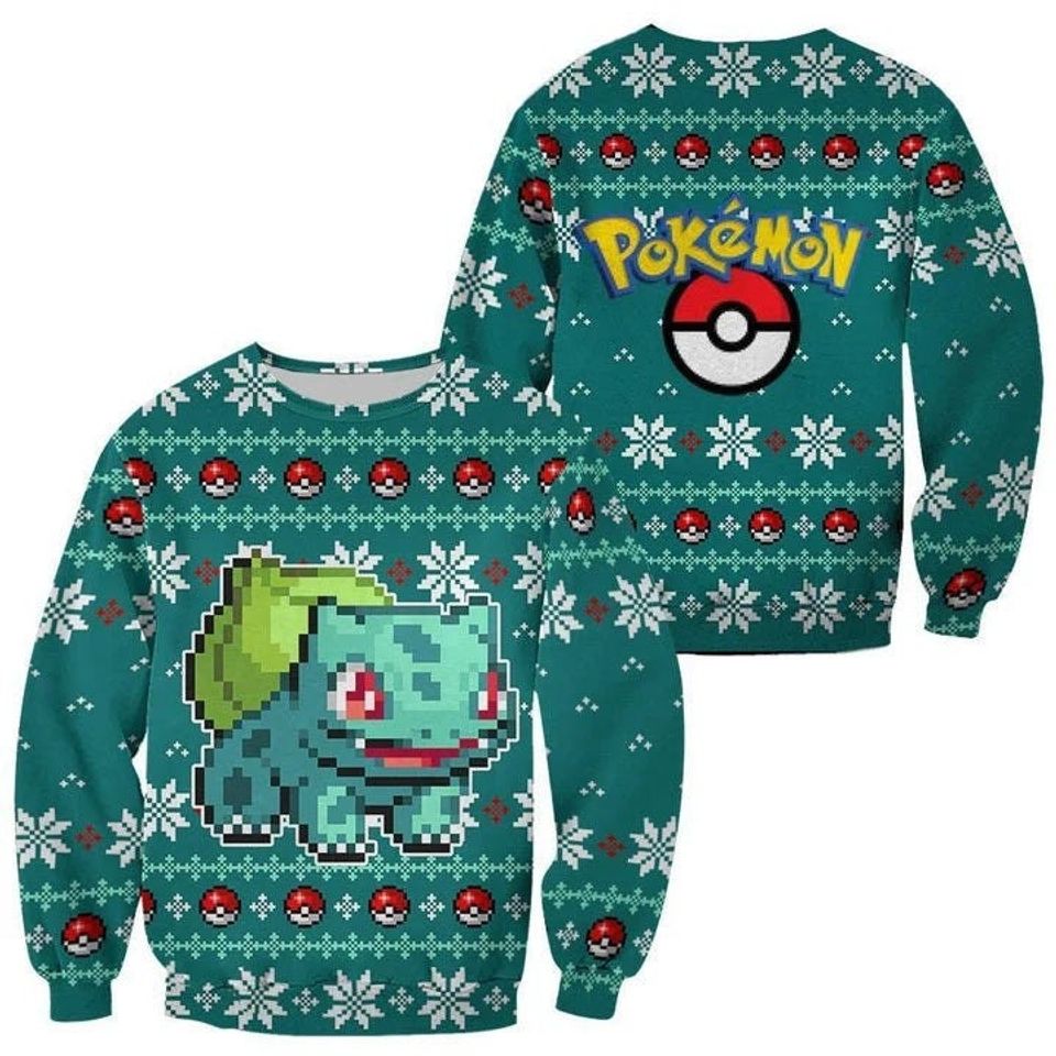 Bulbasaur PKM Ugly Christmas Sweater For Men & Women Christmas Gift Sweater BH995 - WeCustomit