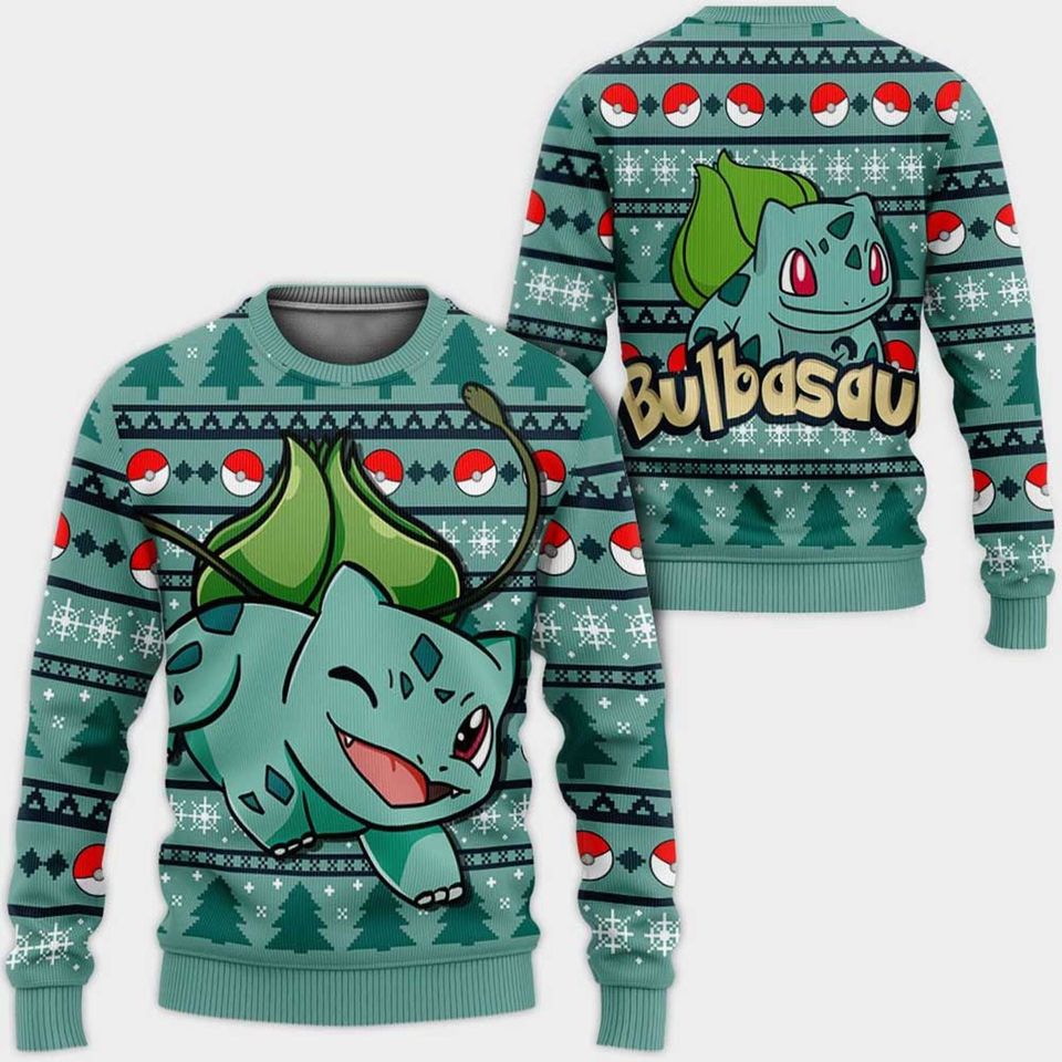Bulbasaur PKM Ugly Christmas Sweater For Men & Women Christmas Gift Sweater BH1015 - WeCustomit