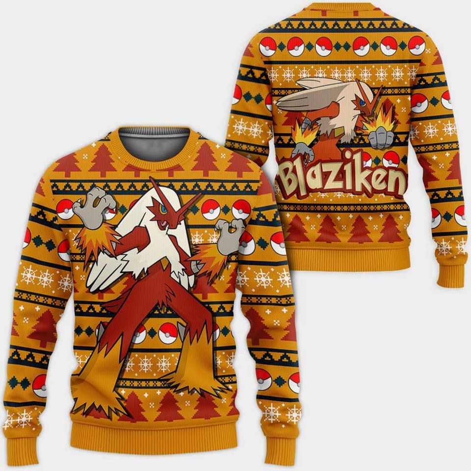 Blaziken PKM Ugly Christmas Sweater For Men & Women Christmas Gift Sweater BH1016 - WeCustomit