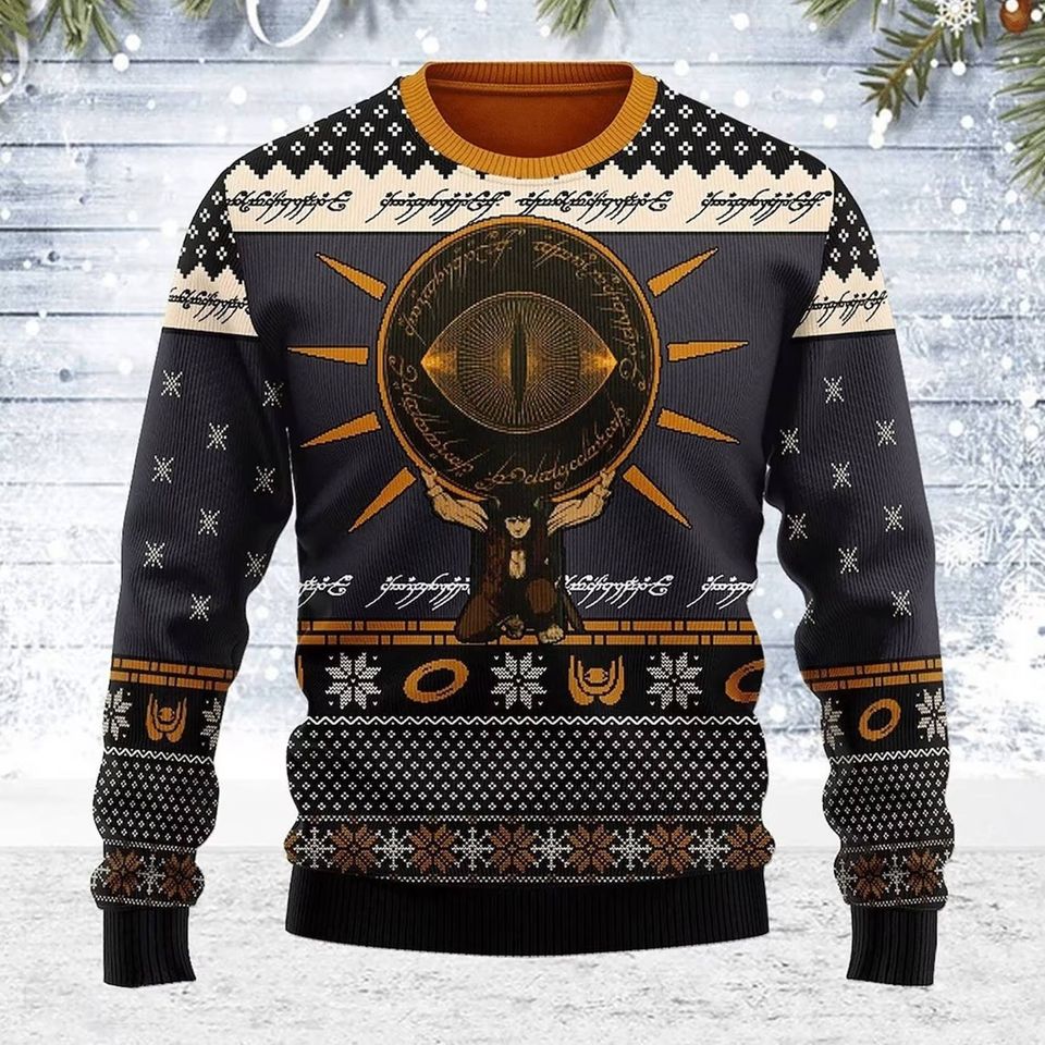 Eye of Sauron Black Ugly Christmas Sweater For Men & Women Christmas Gift Sweater BH1031 - WeCustomit