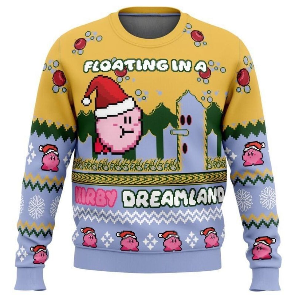 Floating in a Kirby Dreamland Ugly Christmas Sweater For Men & Women Christmas Gift Sweater US3794 - WeCustomit