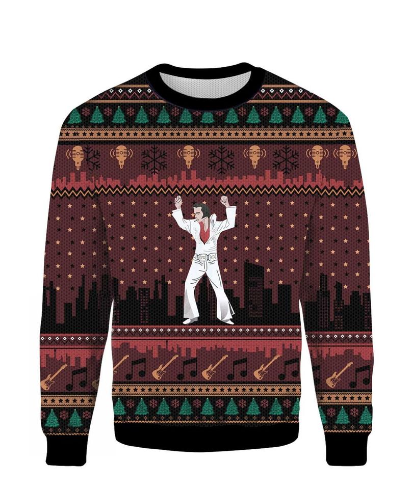 Christmas Elvis Ugly Christmas Sweater For Men & Women Christmas Gift Sweater PT1334 - WeCustomit